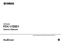 Yamaha RX-V581 - Owners manual 